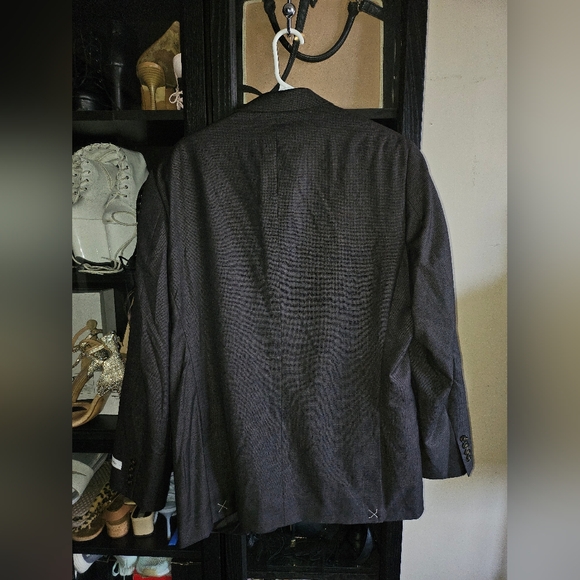 Calvin Klein Like New Formal 2 Button Mens 44L Grey Print Blazer Suit Jacket - Picture 3 of 8